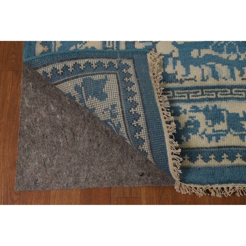 Hand Knotted Oriental 100% Wool Carpet Traditional Geometric Beige & Ivories Art Deco Area Rug - 7' 11'' X 8' 1''