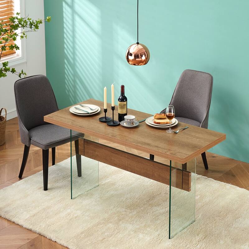 ivinta Modern White Dining Table, High Glossy Dining Room Table