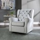 preview thumbnail 1 of 6, Grey Glider Swivel Chair: Transitional Design, Tufted Back, Stable Metal Base Gray