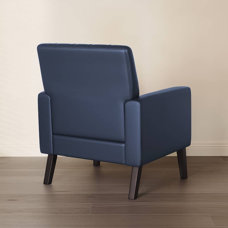 Modern Upholstered Accent Chair with Tufted Backrest and Solid Wood Legs Living Room Armchair