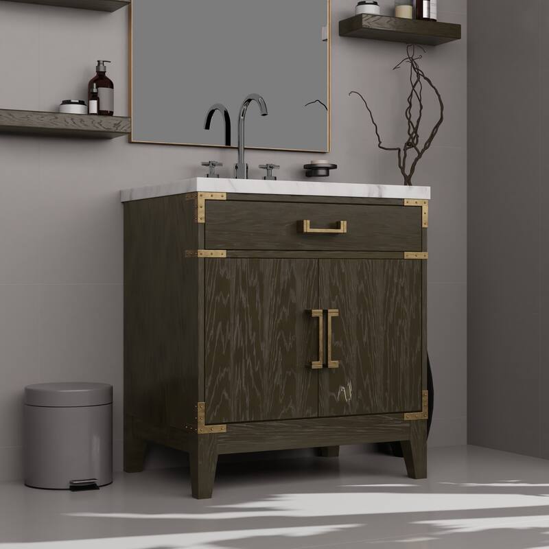 Laurel Bath Vanity Carrara Marble Top, Sink and Faucet