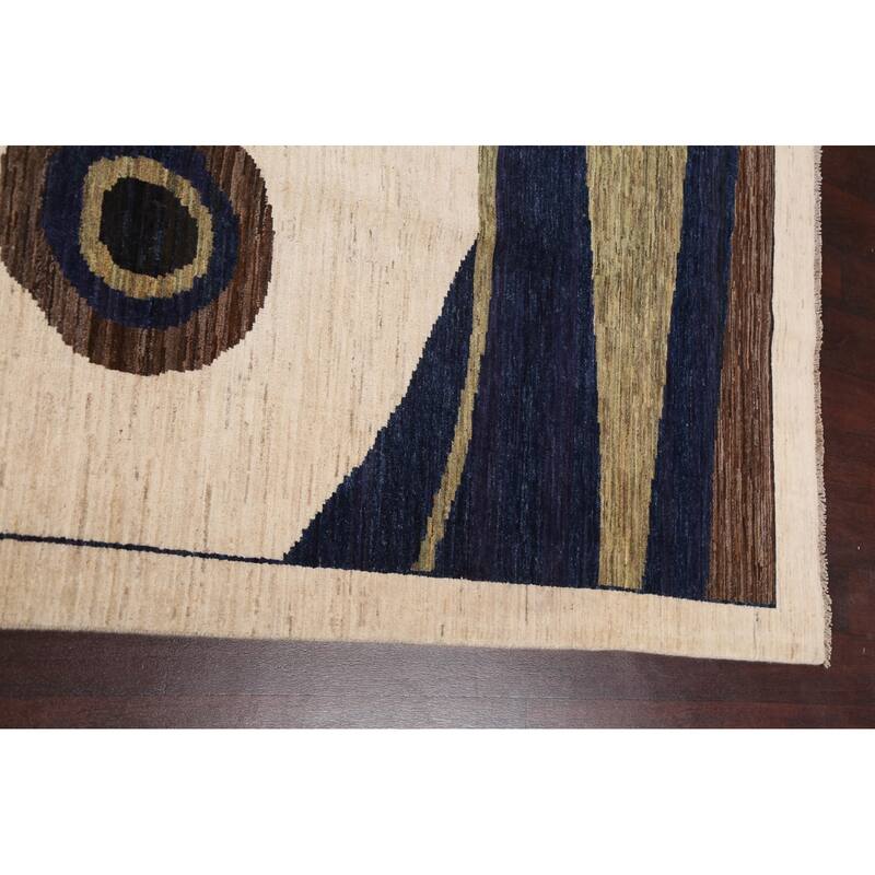 Contemporary Oriental Abstract Living Room Area Rug Wool Hand-knotted - 8'6" x 11'7"