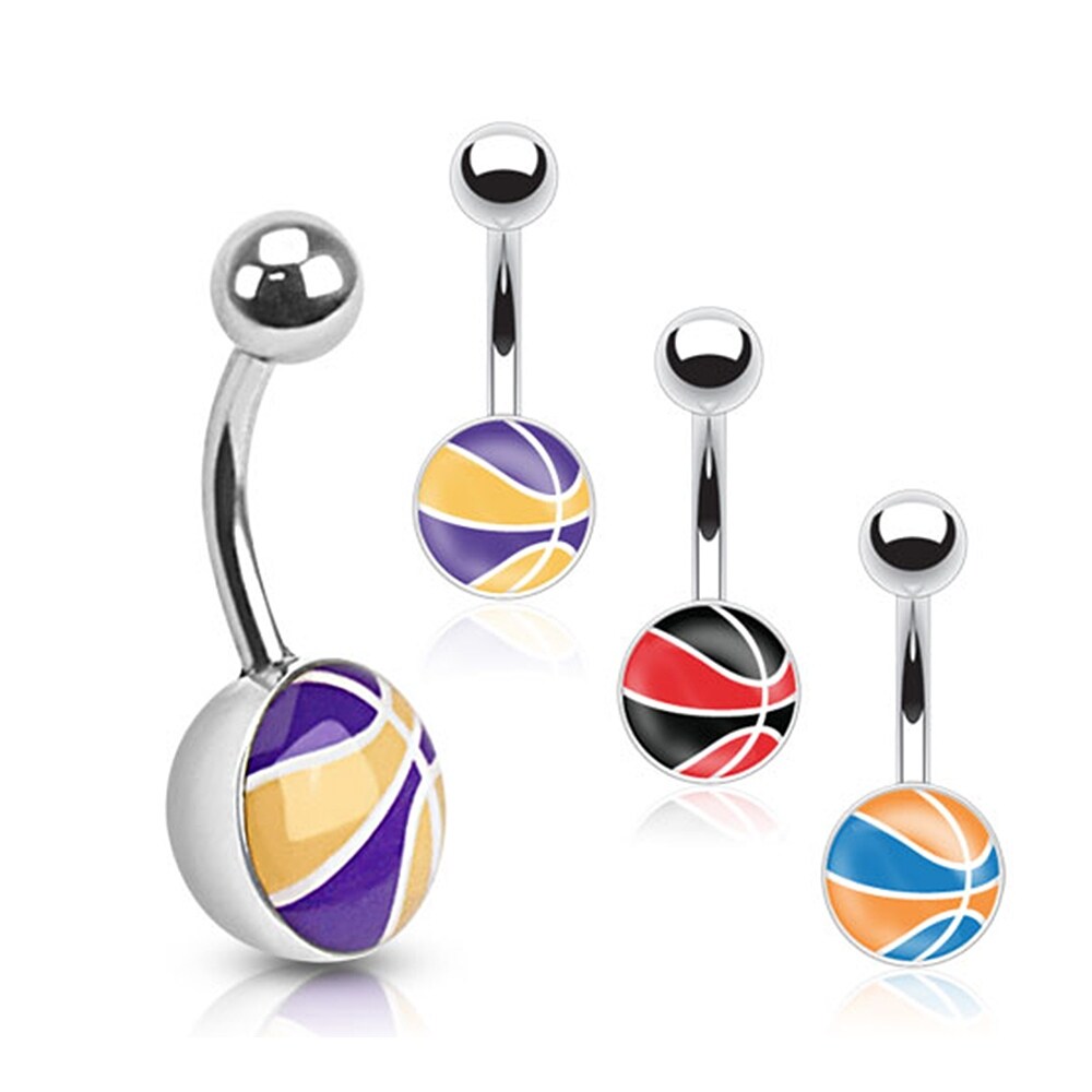 Shop Multi Colored Basketball Inlay 316l Surgical Steel Navel