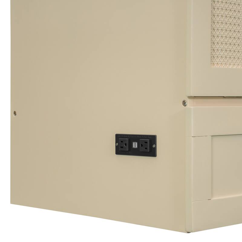 Space-Saving Full Size Murphy Bed with Drawers and USB Charging, Gold Finish