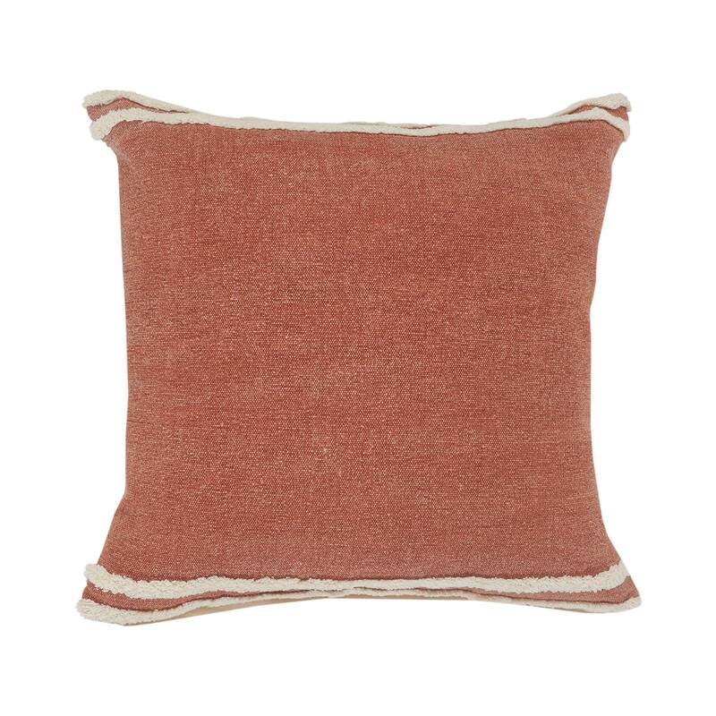 HomeRoots 20" X 20" Cinnamon And White 100% Cotton Striped Zippered Pillow