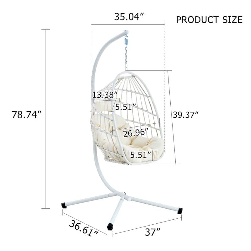 Hanging Basket Swing Egg Chair Hammock Chairs with Stand Wicker Weave Bassinet Chair with Cushion for Indoor Outdoor