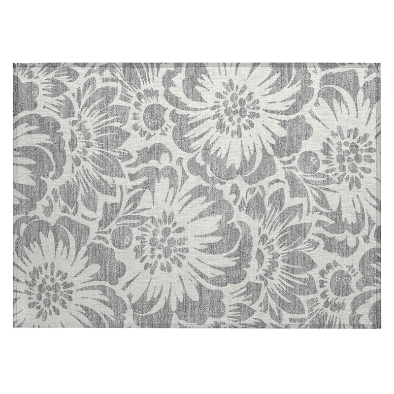 Machine Washable Indoor/ Outdoor Whimsy Floral Chantille Rug