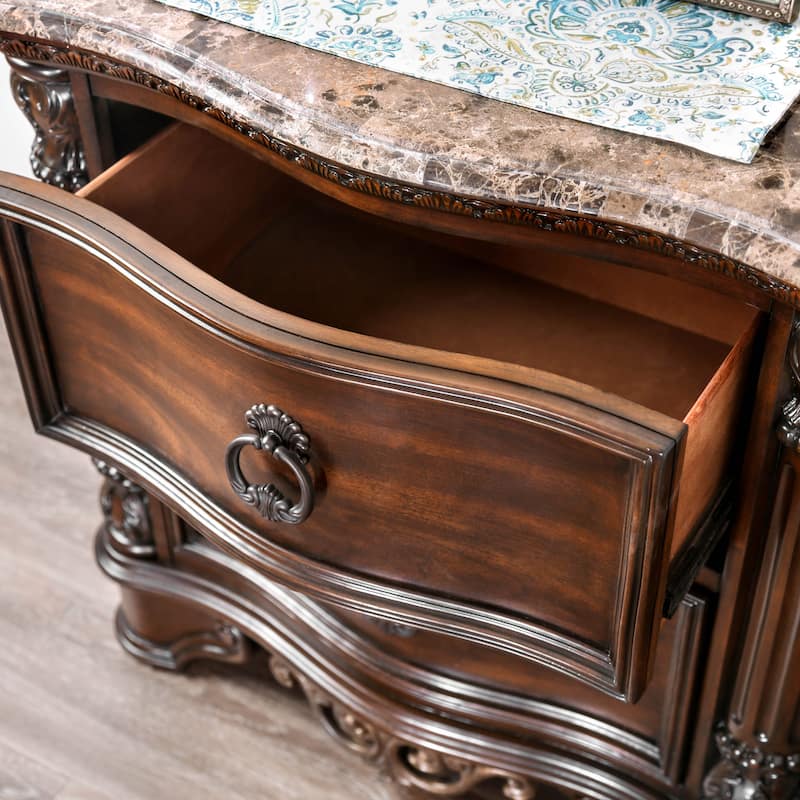 Pune Traditional Brown Wood 2-Drawer Nightstand of Furniture of America