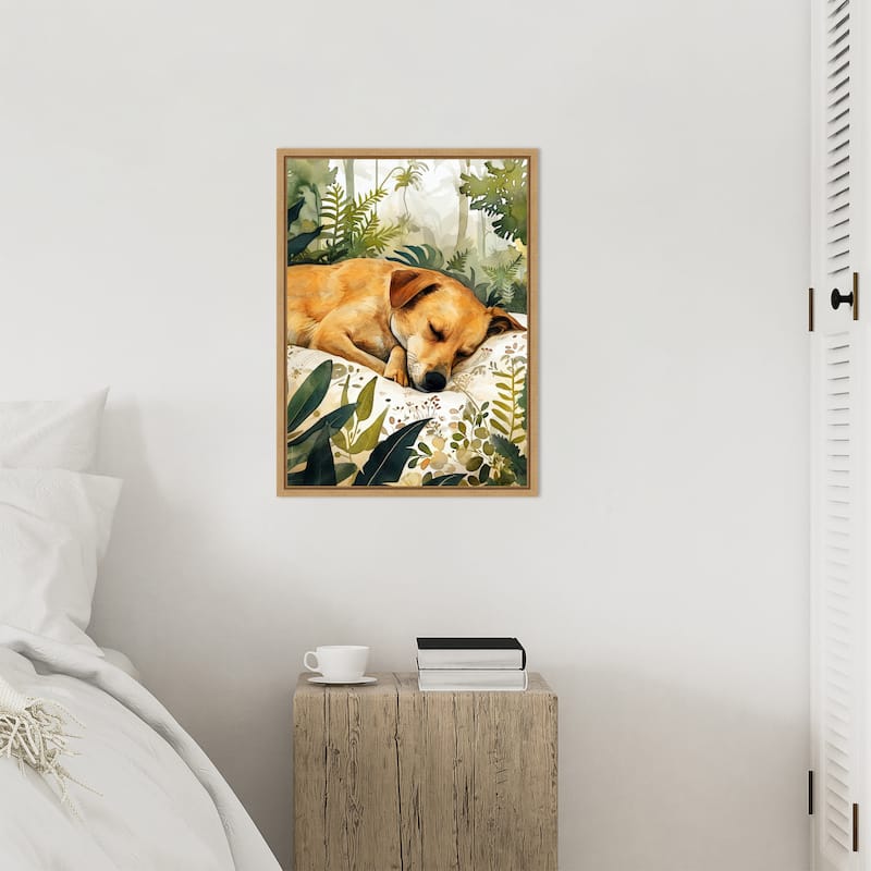 Dogs Life Pillow Time by Justyna Jaszke Framed Canvas Wall Art
