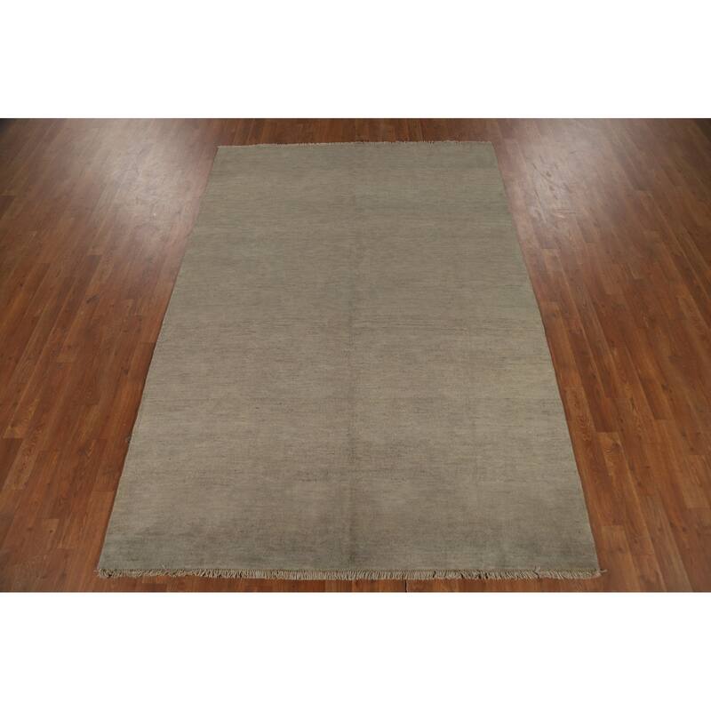 Beige & Gray Gabbeh Oriental Area Rug Handmade Wool Carpet - 5'5" x 7'11"