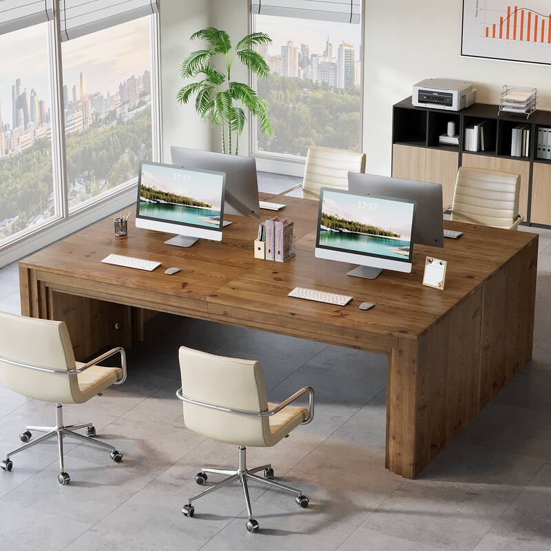78.7 Inch Solid Wood Executive Desk, Large Computer Desk for Home Office