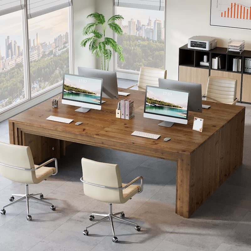 78.74 Inch Extra Long Desk. Solid Wood Desk, Large Office Computer Desk for Home Office