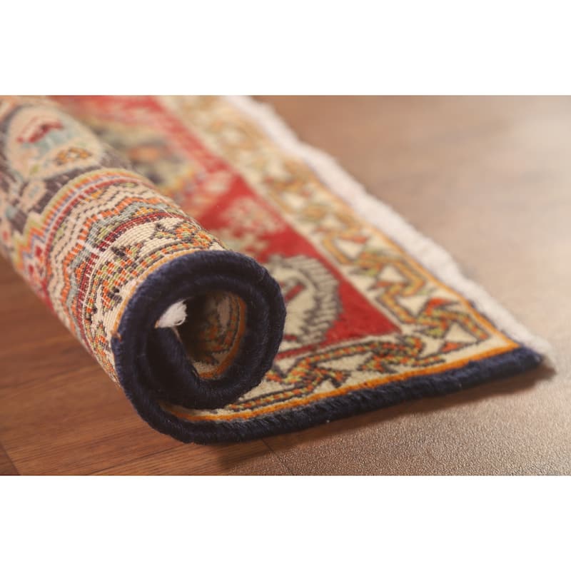 Geometric Abadeh Persian Vintage Square Rug Handmade Wool Carpet - 2'1" x 2'0"