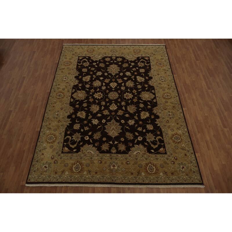 Hand Knotted Oriental 100% Wool Carpet Traditional Floral Brown Agra Area Rug - 12' 3'' X 9' 2''