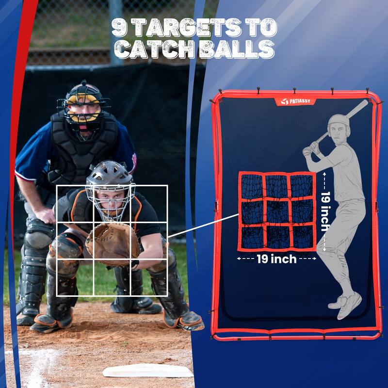 2-in-1 Adjustable Rebounder & Pitching Net for Baseball and Softball - Bounce Back Training
