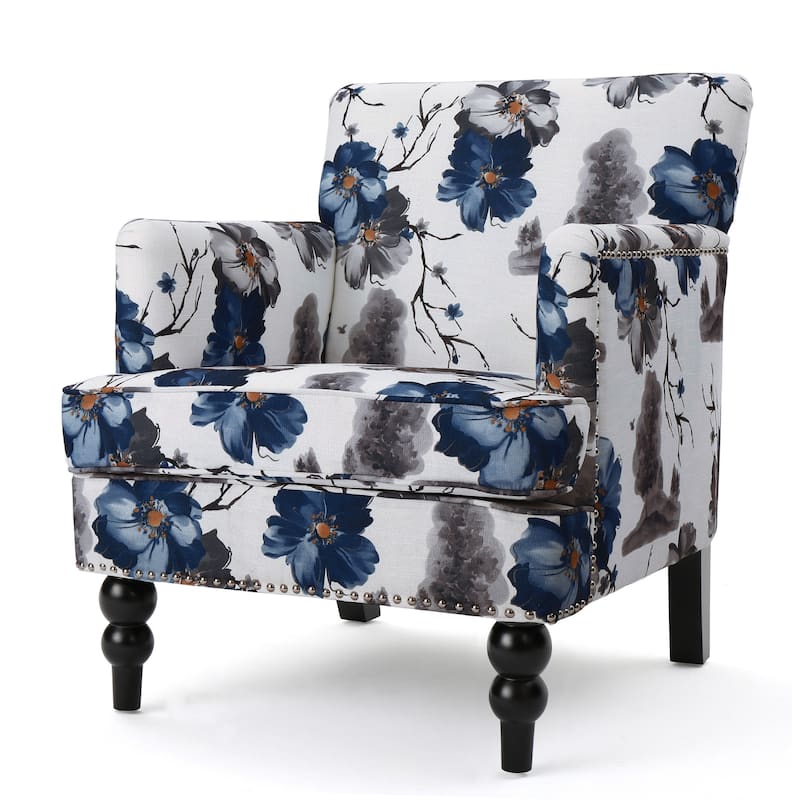 Upholstered Tufted Club Chair with Nailhead Trim & Plush Cushioning