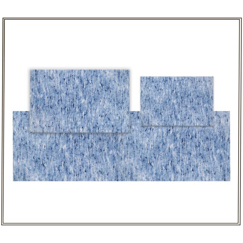 Home Weavers Cloud Comfort 100% Microfiber Bathroom Rug, Non Slip Bath & Water Absorbent Soft Bath Mat - 3 PC Set with Runner - 17"x24", 21"x34", 22"x60" - Blue