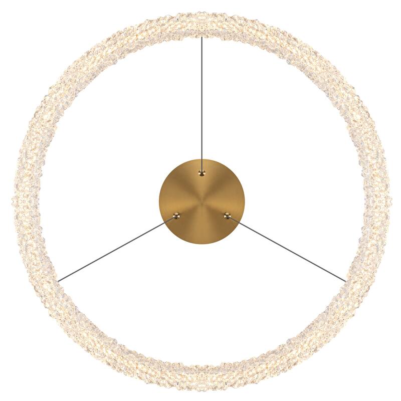 Modern Gold Crystal LED Chandelier, Dimmable Ring Light