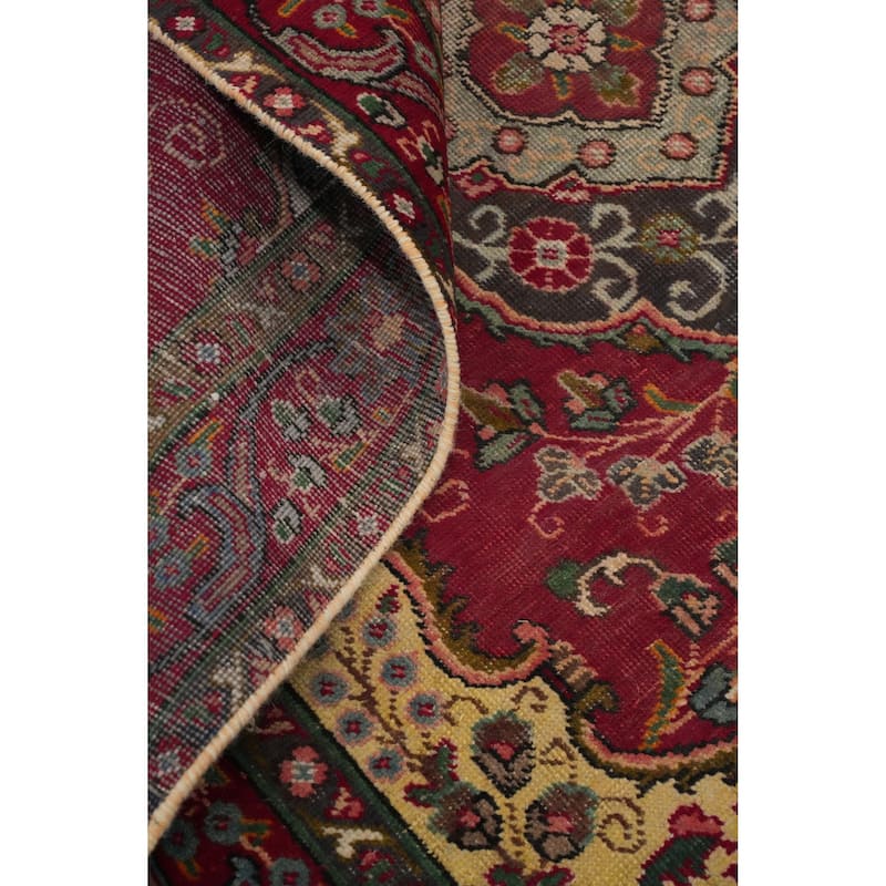 Hand Knotted Oriental 100% Wool Carpet Traditional Floral Red Tabriz Area Rug - 6' 2'' X 4' 7''