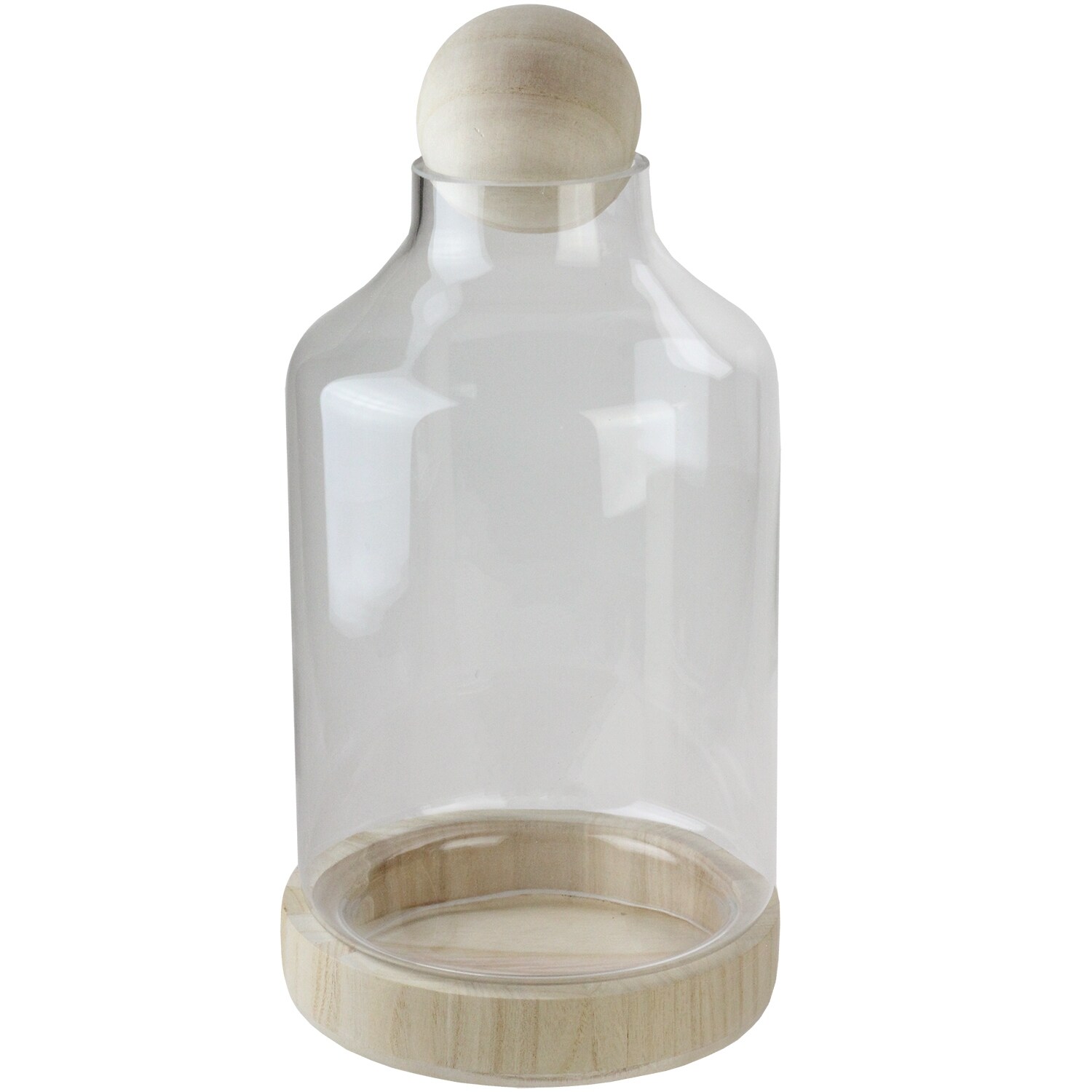 Shop 14 Transparent Glass Hurricane With Decorative Wooden Lid