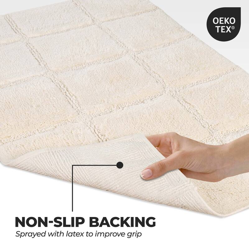Superior Cotton Checkered 2-piece Non-skid Bath Rug Set