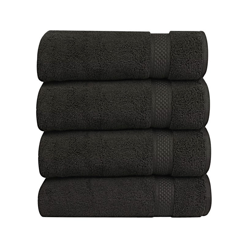A1HC Wash Cloth Set, 500 GSM 100% Ring Spun Cotton, Oeko-Tex Green Certified, Zero Twist, Quick Dry & Highly Absorbent - 4 Piece Wash Cloth (13"x13") - Black Onyx