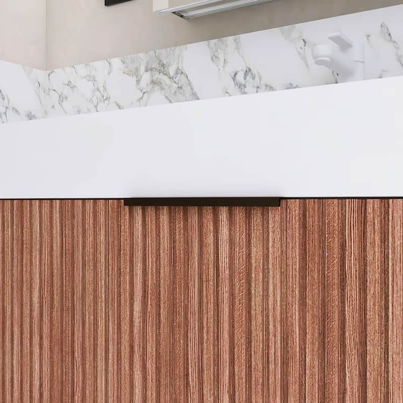 Freestanding Bathroom Vanity with White Integrated Solid Surface Sink