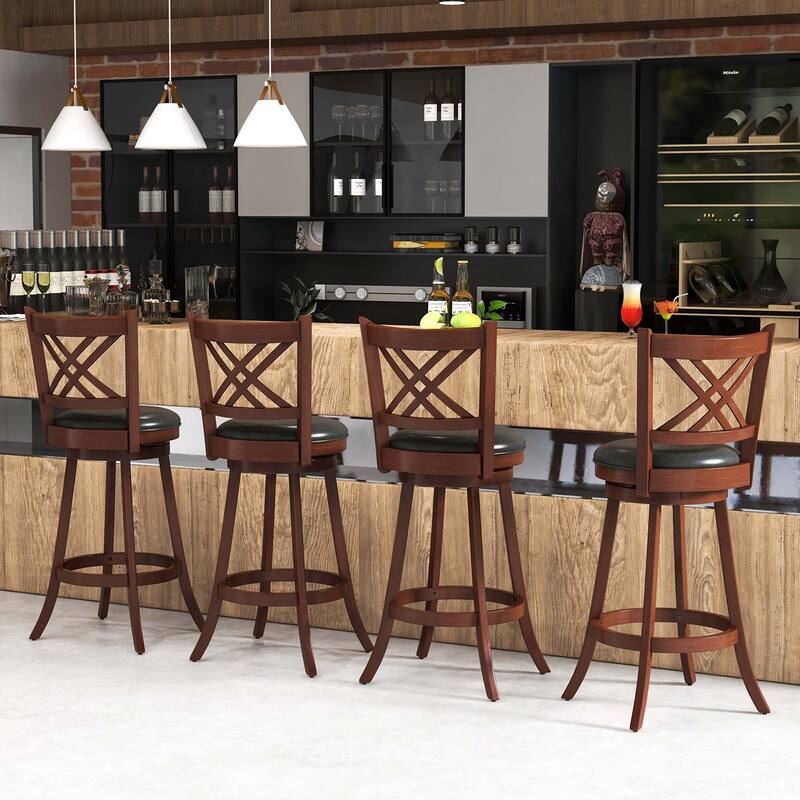2 PCS 24/29'' Swivel Bar Stools Upholstered Counter Stools w/ Cushion