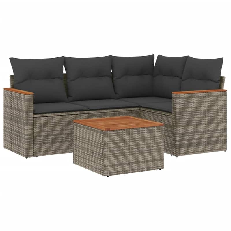 vidaXL Garden Sofa Set Black - 24.4 x 24.4 x 27.2