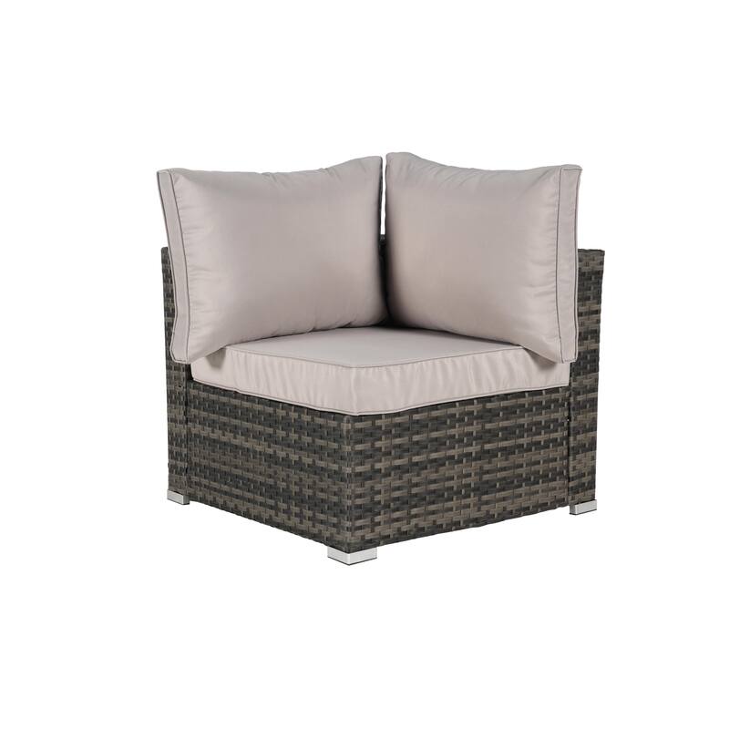 8-Pieces Outdoor Patio Sectional Sofa Set with Washable Cushions & Glass Coffee Table