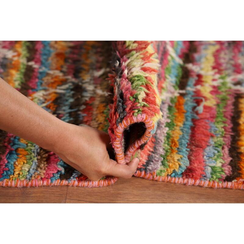 All-Over Trellis Moroccan Area Rug Hand-Knotted Wool Carpet - 5'9" x 10'0"