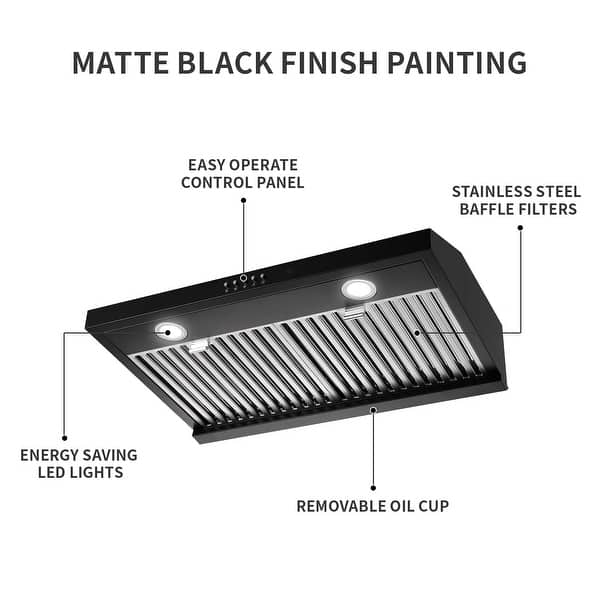 30 inch Kitchen Under Range Hood 600CFM Stainless Steel Cooking