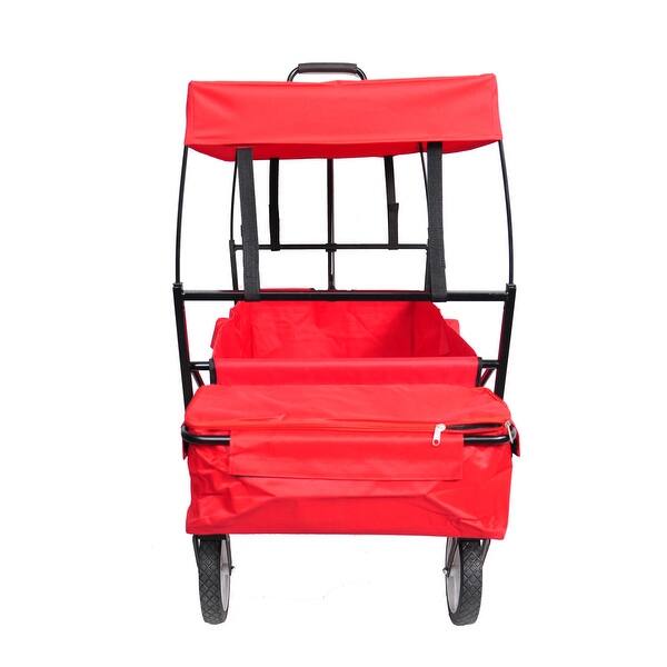 slide 1 of 8, Folding Wagon Garden Shopping Beach Cart