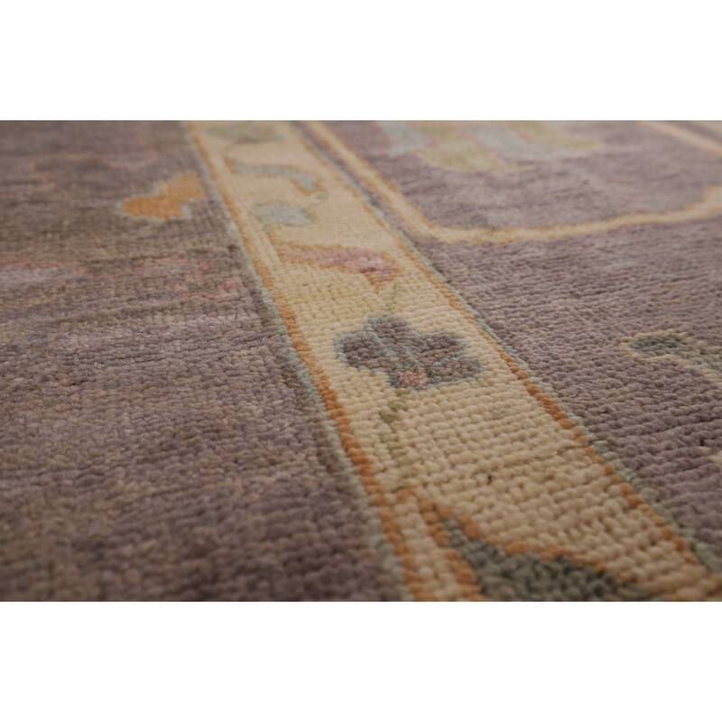 All-Over Gray Oushak Vegetable Dye Large Area Rug Handmade Wool Carpet - 10'0" x 13'9"