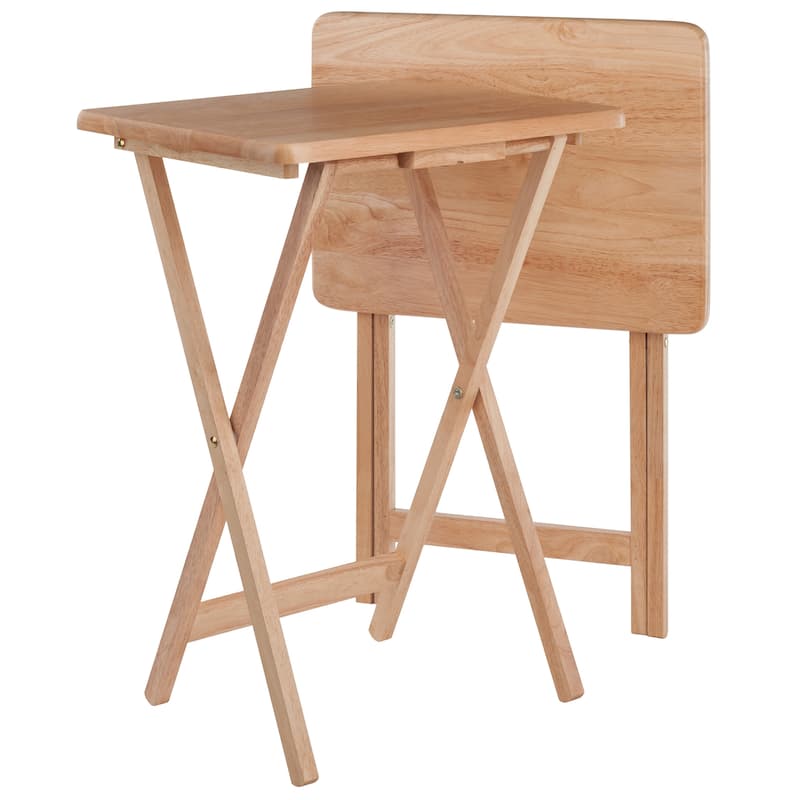 set of 2 beige folding snack table 25.75"