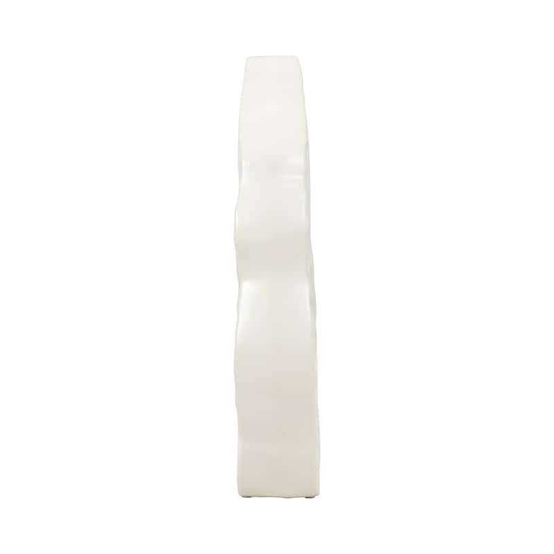 Sagebrook Home Ivory Ribbed Ceramic Open-cut Vase, Elegant Home Decor, Classic ivory palette for an elegant touch