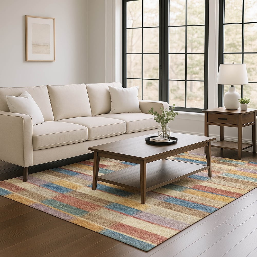 Premium Washable Super Soft Geo Stripe Mayfield Rug