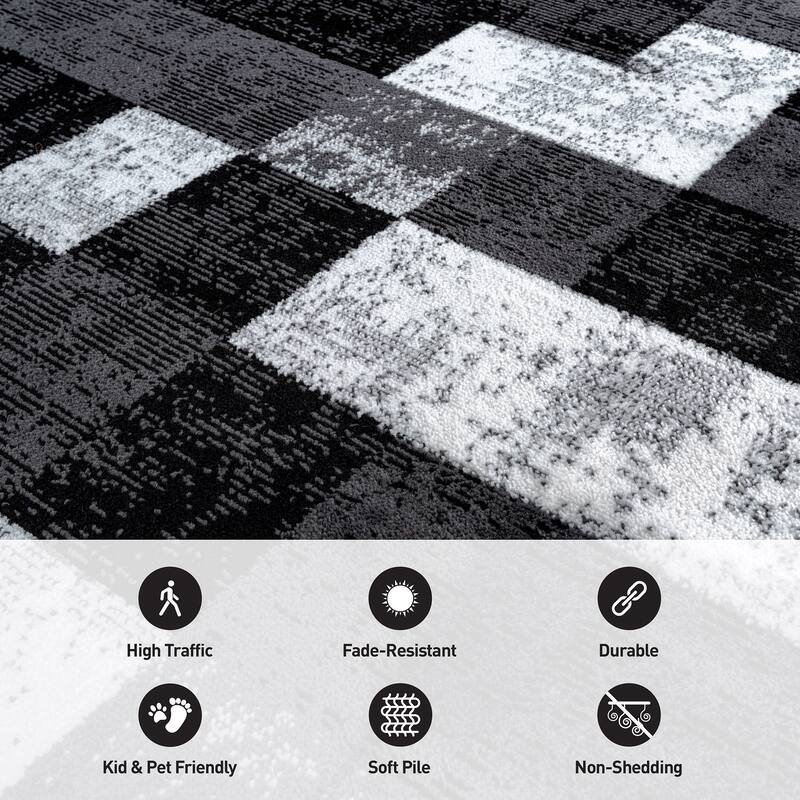 World Rug Gallery Modern Abstract Grid Area Rug