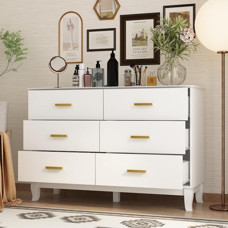 FUFU&GAGA 47.2''W 6 Drawer Double Dresser Drawer Storage Chest Lacquer
