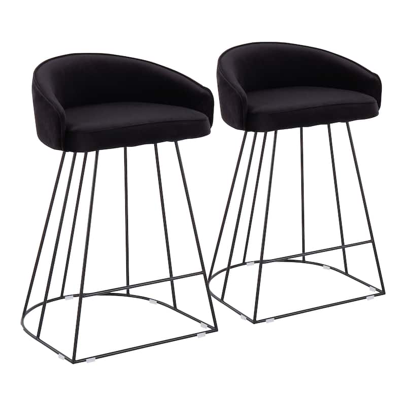 Silver Orchid Haid Velvet Upholstered Counter Stool (Set of 2)