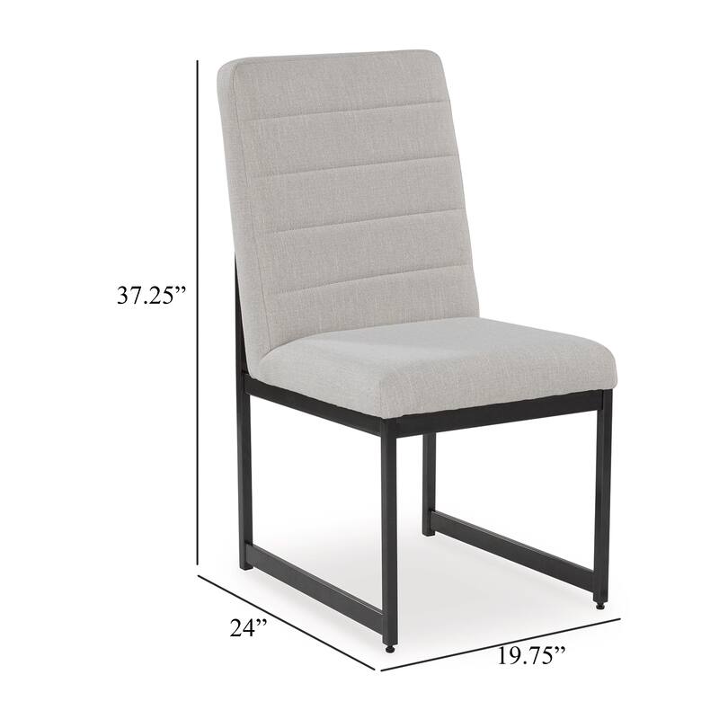 Myka Dining Side Chair Set of 2, Modern Sled Legs, Gray Polyester
