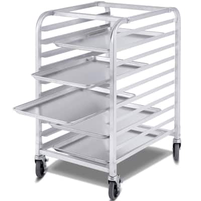 10 Sheet Aluminum Rolling Bakery Pan Rack - 20.3" x 26" x 38.2" ( L x W x H )