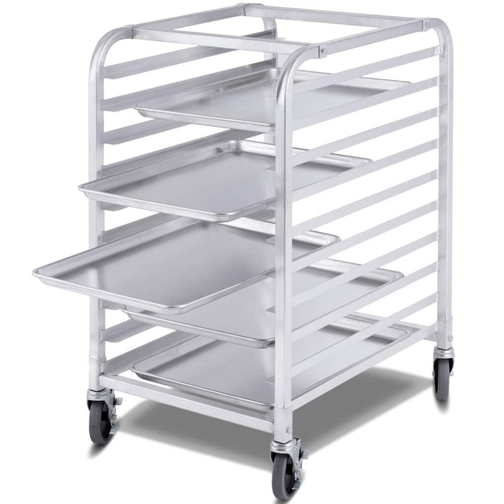 10 Sheet Aluminum Rolling Bakery Pan Rack - 20.3" x 26" x 38.2" ( L x W x H )