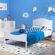 preview thumbnail 6 of 7, Yoneston Twin Bed Frame Kids Metal Platform with Wood Headboard for Teen, White