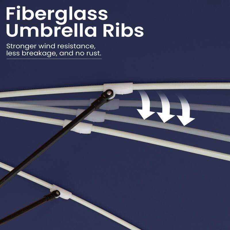 15ft Outdoor Patio Market Umbrella with Base and 144 Solar-Powered Led Lights