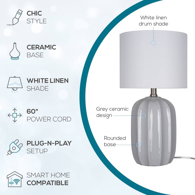 Catalina Arcadia Ceramic Table Lamp - Gray