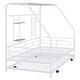 preview thumbnail 37 of 49, Sturdy Metal House Bed with Built-in Shelf & Grid, Semi-Enclosed Design for Better Sleep & Play, No Box Spring Required