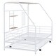 preview thumbnail 12 of 18, White Twin Size Metal House Bed with Trundle and Roof for Kids' Rooms
