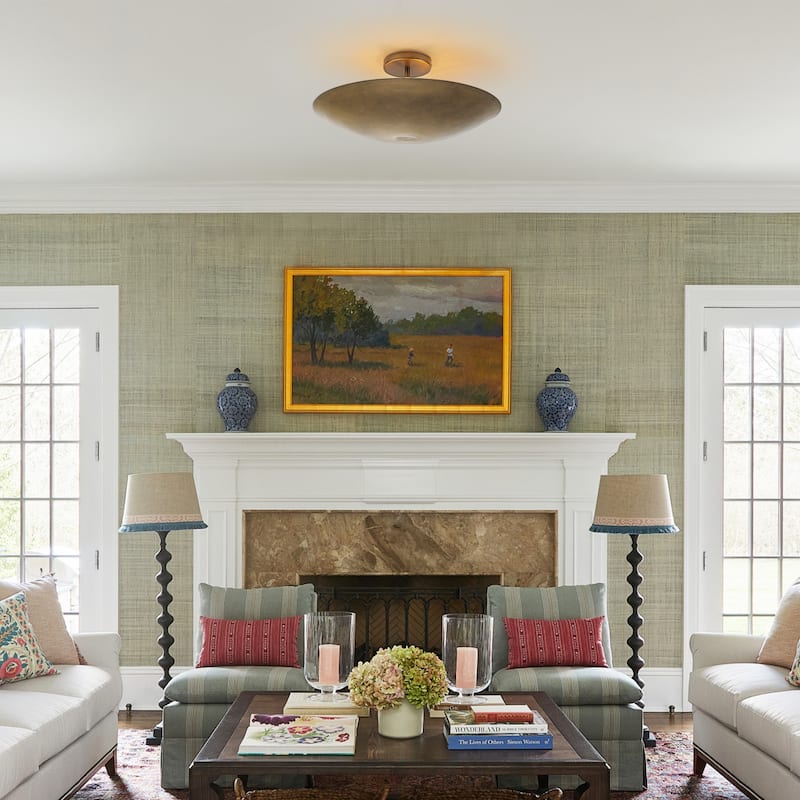 Vintage 4-Light Antique Brass Semi-Flush Mount Ceiling Light - Antique Brass - 17.7-in W x 7.5-in H