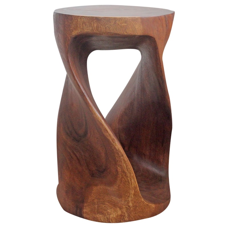 Haussmann® Round Wood Twist Accent Table 14in DIAx23in High Walnut Oil - 14" x 14" x 23"